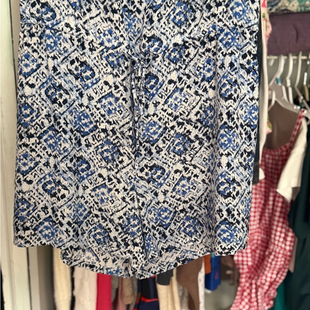 GAP Blue and White Sleeveless V-Neck Midi Romper - Picture 5 of 11